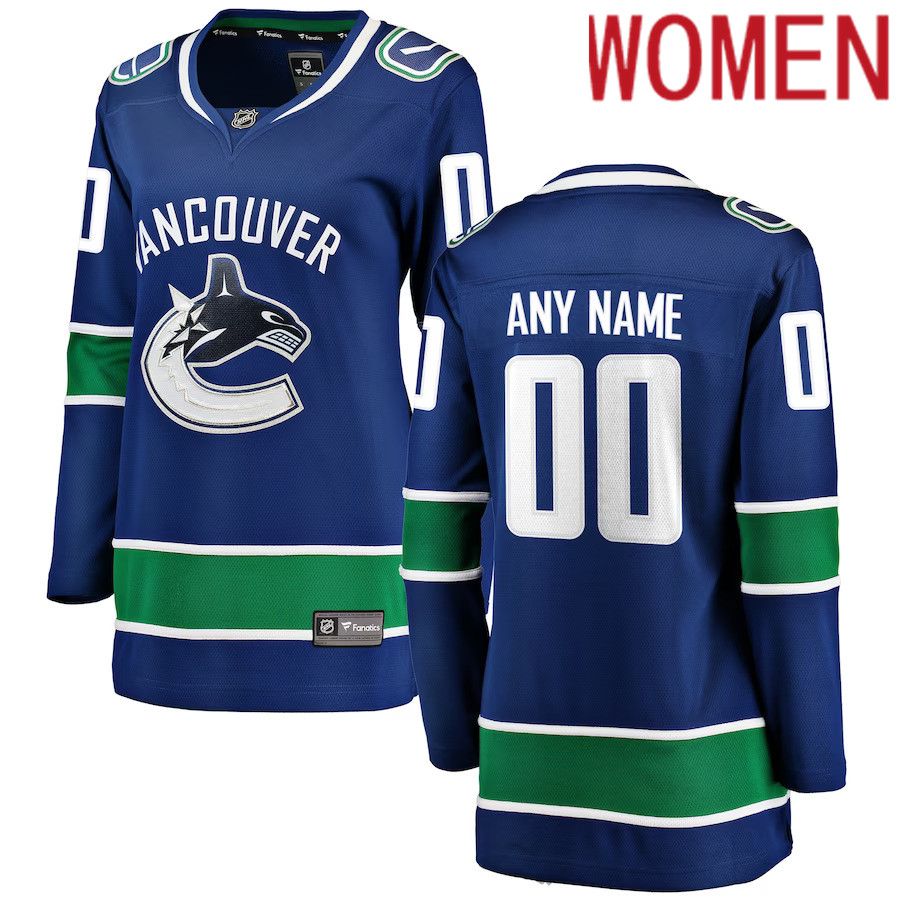 Women Vancouver Canucks Fanatics Branded Blue Home Breakaway Custom NHL Jersey